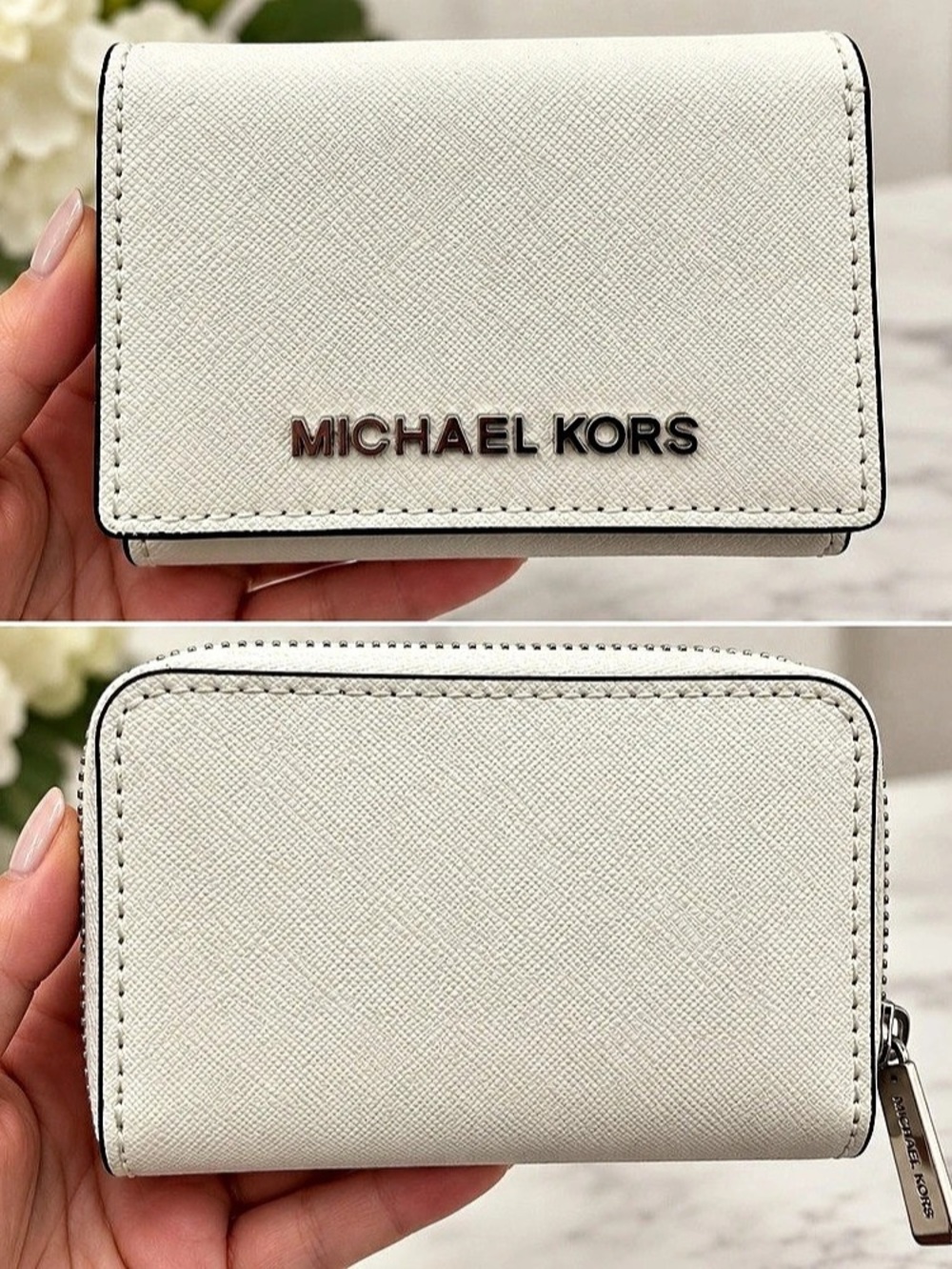 Michael Kors White Saffiano Trifold Zip Wallet NWOT✨✨